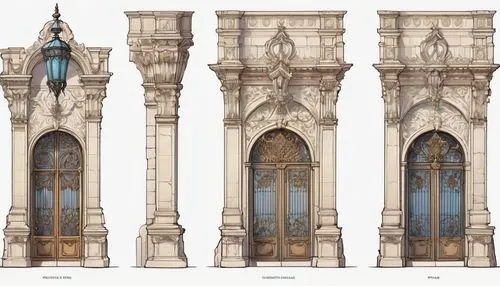 pilasters,pillar capitals,archs,pilaster,columns,islamic architectural,steeples,cenotaphs,baldacchino,minarets,grandfather clock,italianate,facade painting,obelisks,encasements,facade panels,renderings,finials,tabernacles,borromini,Unique,Design,Character Design