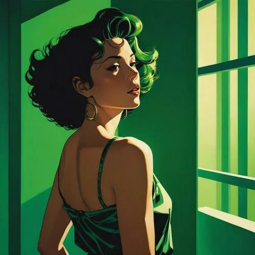 vettriano,selina,art deco woman,marla,fujiko,brubaker,eldena,vermouth,emerald,domergue,background ivy,palmiotti,tiana,chaykin,absinthe,transistor,malachite,tosca,green dress,ofili,Conceptual Art,Fantasy,Fantasy 07