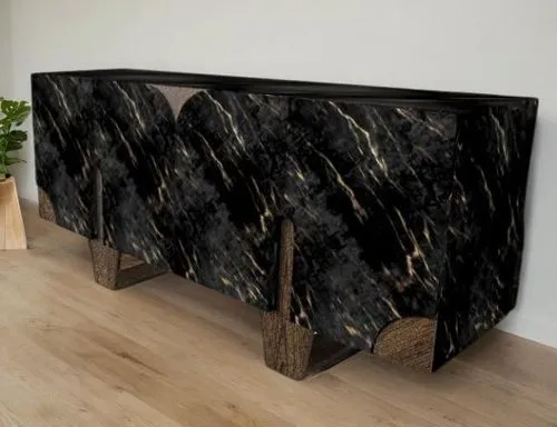 sideboard,tv cabinet,polished granite,fire screen,stone slab,mantle,sofa tables,coffee table,dark cabinetry,dark cabinets,danish furniture,natural stone,patterned wood decoration,fire place,wall panel