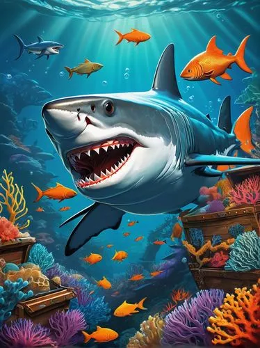 requin,carcharodon,underwater background,great white shark,sea animals,cartoon video game background,tiburones,megalodon,mobile video game vector background,aquatic animals,temposhark,game illustration,ijaws,bioaccumulation,underwater world,tigershark,seaquarium,wyland,mayshark,nekton,Illustration,Realistic Fantasy,Realistic Fantasy 34