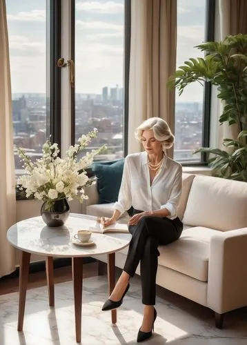 blonde woman reading a newspaper,ekornes,penthouses,wolfensohn,apartment lounge,scandinavian style,zakharova,ivanka,smartsuite,maxmara,laurentien,blue jasmine,grand hotel europe,ahrendts,blanchett,livingroom,blythswood,bach flower therapy,woodsen,lagarde,Illustration,Retro,Retro 07