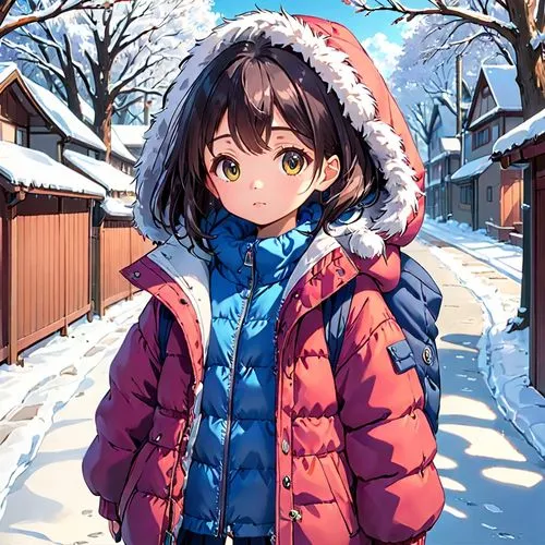 winter background,kumiko,megumi,snowsuit,christmas snowy background,winter clothes,Anime,Anime,Traditional