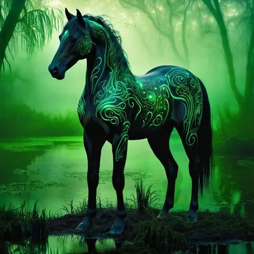 painted horse,epona,irish horse,colorful horse,unicorn art,weehl horse,Illustration,Realistic Fantasy,Realistic Fantasy 37