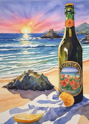 newcastle brown ale,paulaner hefeweizen,watercolor wine,balearic islands,tequila sunrise,the balearics,sea beach-marigold,aperol,sour golden coast,corona,balearica,sunset beach,summer still-life,aperitif,stromboli,agua de valencia,corona app,orangina,lycian way,dubrovnic,Illustration,Paper based,Paper Based 22