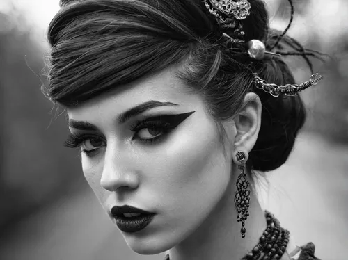 victorian lady,rockabilly style,gothic woman,vintage woman,gothic fashion,vintage makeup,vintage girl,gothic style,victorian style,rockabilly,gothic portrait,vintage women,geisha girl,dark gothic mood,headpiece,headdress,gothic,50's style,goth woman,adornments,Photography,Black and white photography,Black and White Photography 02