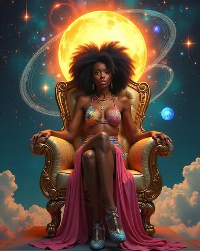 afrofuturism,oshun,queenship,afrocentrism,womanist,womanism,Illustration,Retro,Retro 01