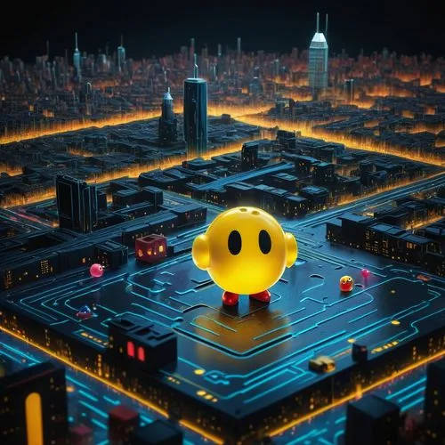 pacman,rubber duck,rubber duckie,rubber ducks,cybercity,poykio,pingeon,megapolis,super mario brothers,black city,fantasy city,cybertown,mario bros,diduck,ducky,pixaba,qbert,koopa,kanto,quackwatch,Illustration,Realistic Fantasy,Realistic Fantasy 16