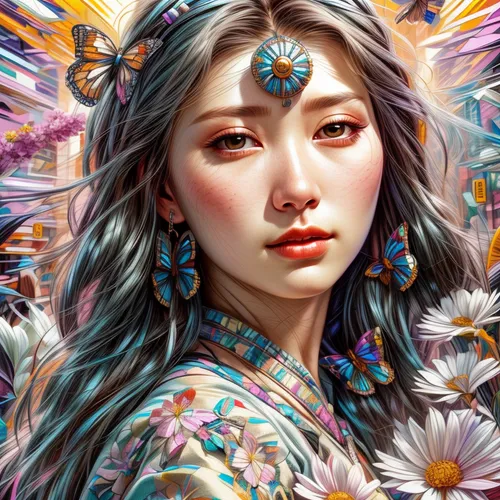 oriental girl,oriental princess,inner mongolian beauty,fantasy portrait,asian woman,chinese art,vietnamese woman,boho art,mulan,oriental,oriental painting,mystical portrait of a girl,yi sun sin,japanese woman,girl in flowers,asian vision,geisha,world digital painting,fantasy art,flower fairy