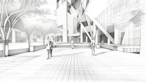 3d rendering,walkway,kirrarchitecture,pedestrian,arq,archidaily,sky space concept,concept art,elphi,school design,woman walking,a pedestrian,glass facade,urban design,girl walking away,architect,people walking,walking man,street plan,paved square,Design Sketch,Design Sketch,Pencil Line Art