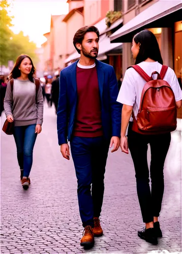 Busy city street, crowd sound effects, people walking by, blurred faces, varied skin tones, casual clothes, backpacks, shopping bags, morning commute, warm lighting, soft focus, shallow depth of field