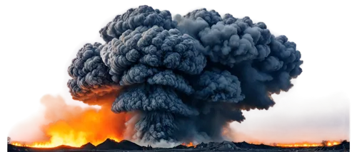 Massive mushroom cloud, intense flash, destructive blast wave, fiery orange-yellow light, shockwave ripples, debris scattered everywhere, smoke trails, dark grey ash, massive destruction, close-up on 