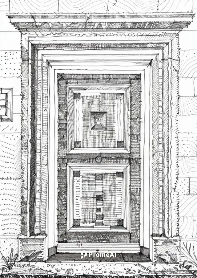 a drawing of a door on the wall,palladian,doorway,entablature,piranesi,palladio,house drawing,Design Sketch,Design Sketch,Hand-drawn Line Art