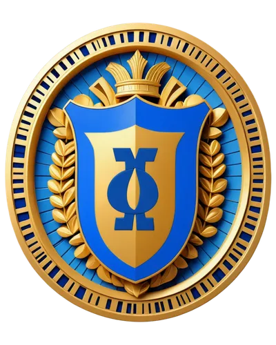 Crest, school emblem, gold and blue colors, intricate details, circular shape, bold font, shiny surface, 3D effect, front view, central composition, soft focus, warm lighting.,khimki,sverigetopplistan