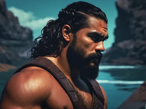 aquaman,moana,god of the sea,sea god,hercules,greek god,cave man,maori,thorin,barbarian,poseidon,poseidon god face,world digital painting,male character,noah,cg artwork,biblical narrative characters,male elf,caveman,fantasy portrait,Conceptual Art,Sci-Fi,Sci-Fi 11