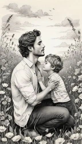 david-lily,father with child,picking flowers,dogbane family,pencil drawing,verbena family,pencil drawings,father's love,girl and boy outdoor,capricorn mother and child,boy and dog,dandelions,graphite,girl picking flowers,dayflower family,borage family,clover meadow,dandelion field,father and daughter,fatherhood,Illustration,Black and White,Black and White 30