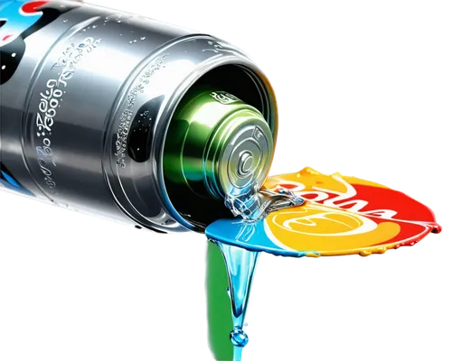 Metallic cylinder, soda can, tab opened, shiny surface, reflective light, condensation droplets, carbonation bubbles, pouring sound effect, close-up shot, shallow depth of field, high-key lighting, ci