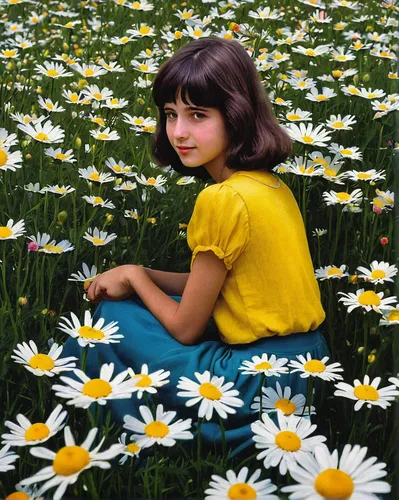 girl in flowers,daisies,meadow daisy,marguerite daisy,marguerite,girl picking flowers,australian daisies,yellow daisies,beautiful girl with flowers,blue daisies,blanket flowers,oxeye daisy,ox-eye daisy,daisy flowers,field of flowers,colorful daisy,blanket of flowers,sun daisies,flower girl,barberton daisies,Conceptual Art,Sci-Fi,Sci-Fi 14