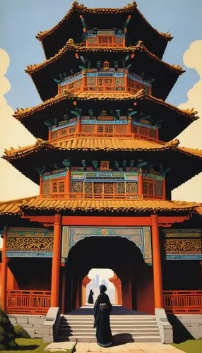 hall of supreme harmony,zaozhuang,wudang,jiangxia,taoism,qianmen,tianxia,asian architecture,hengdian,khenin,taijiquan,jinchuan,kongfu,zhenghe,baguazhang,zhaozhou,dojo,jincai,dalixia,the golden pavilion,Illustration,Retro,Retro 15