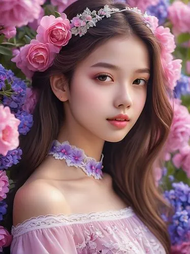 beautiful girl with flowers,flower background,girl in flowers,pink beauty,flower fairy,flower girl