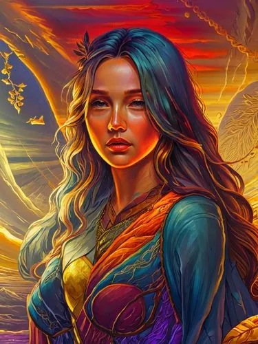 the painting is very similar to her avatar,fantasy woman,wonderwoman,fantasy portrait,fantasy art,diwata,baoshun,Illustration,Realistic Fantasy,Realistic Fantasy 25