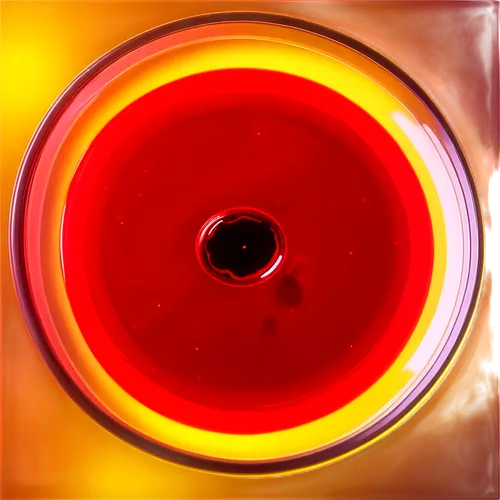 Microscopic view, blood clots, urine sample, transparent Petri dish, yellowish liquid background, irregularly shaped clots, dark red color, blurry edges, soft focus, warm lighting, 3/4 composition.,ph