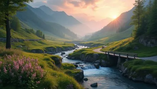 mountain stream,alpine landscape,fantasy landscape,beautiful landscape,nature landscape,nature wallpaper,landscape background,swiss alps,river landscape,switzerland,eastern switzerland,southeast switzerland,landscape nature,austria,the alps,mountain landscape,alps,landscapes beautiful,mountain river,meadow landscape,Photography,General,Realistic