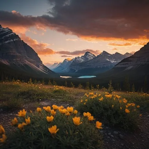 Sunrise, Banff National Park in Alberta, Canada,canadian rockies,jasper national park,bow lake,banff national park,mount robson,glacier national park,icefields parkway,banff alberta,alberta,banff,icef