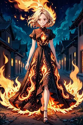 fire background,flame spirit,fire angel,fire siren,dancing flames,fire artist,fire lily,fire poi,burning hair,firedancer,fire dance,fire dancer,flame of fire,burning earth,burning torch,fiery,fire flower,fire master,darjeeling,sorceress,Anime,Anime,General