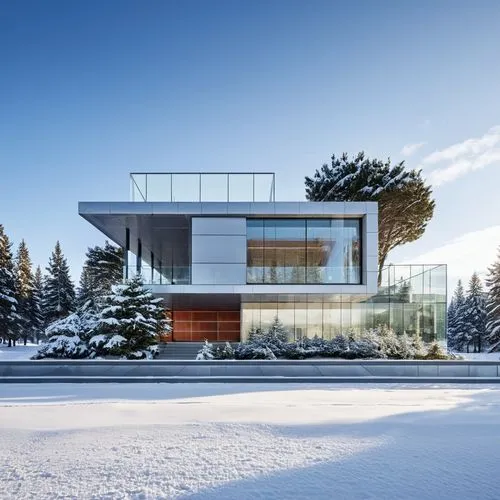 snohetta,modern house,glass facade,cubic house,snow house,winter house,Photography,General,Realistic