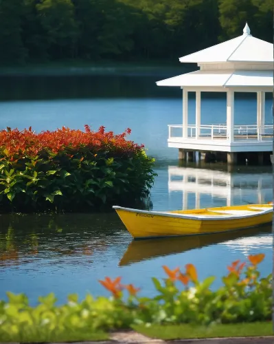 พรรณไม้น้ำที่สวยงาม สดสวย พุ่มใบ เขียว แดง ส้ม,house with lake,boat landscape,daecheong lake,floating over lake,boathouse,paddle boat,lake tanuki,lake view,beautiful lake,west lake,lotus on pond,golde