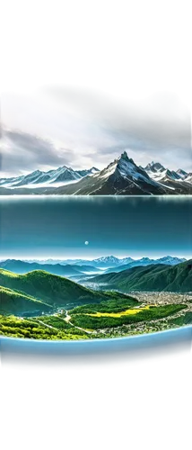 Globe, Earth, blue oceans, green forests, white clouds, mountain ranges, city skylines, day-night cycle, atmospheric glow, 3D rendering, low-angle shot, dramatic lighting, cinematic composition, HDR, 