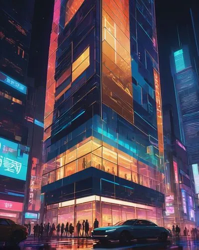 cybercity,cybertown,cyberport,metropolis,hypermodern,cyberpunk,glass building,cityzen,cyberworld,city corner,futuristic,cityscape,futuristic landscape,makati,colorful city,cyberscene,futuristic art museum,fantasy city,megacorporation,futuristic architecture,Illustration,Japanese style,Japanese Style 03