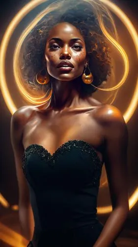 bright light,visual effect lighting,digital compositing,artificial hair integrations,portrait background,rosa ' amber cover,african american woman,african woman,spiral background,ebony,black woman,div