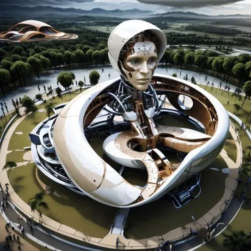 futuristic art museum,futuristic architecture,futuroscope,arcology,ordos,cahokia,futuristic landscape,silico,niemeyer,afrofuturism,ringworld,schmidhuber,primosphere,spaceport,sky space concept,sedensky,mother earth statue,futureworld,technosphere,ecotopia