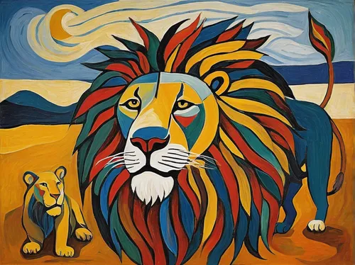 masai lion,two lion,lion,lion father,african lion,male lion,forest king lion,lions,male lions,lion number,panthera leo,lion white,lion with cub,lionesses,female lion,lion head,lions couple,lion's coach,lion river,lion children,Art,Artistic Painting,Artistic Painting 05