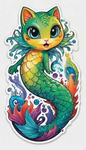 taniwha,mermaid vectors,koi fish,merfolk,koi,dragonet,Unique,Design,Sticker