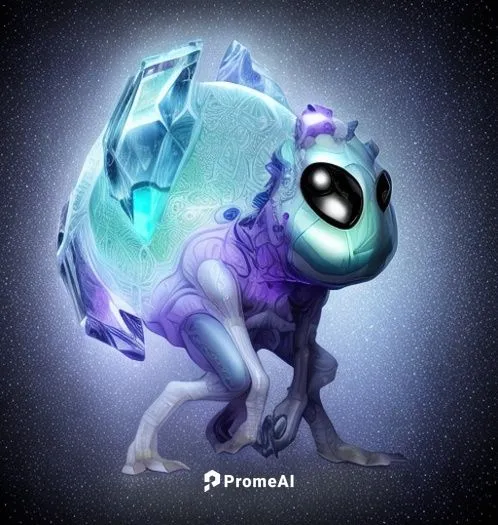 alien creature with crystals on body,ori-pei,bot icon,crystal egg,nebula guardian,twitch icon,cuthulu,knuffig,orb,astral traveler,olaf,argus,weehl horse,polar aurora,steam icon,healing stone,plasma ba