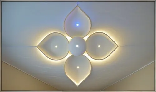 Gypsum decoration in the ceiling of a room with hidden LED lighting,some lights on a white wall and a ceiling,wall light,wall lamp,eckankar,ceiling light,plasma lamp,ensconce,Photography,General,Reali