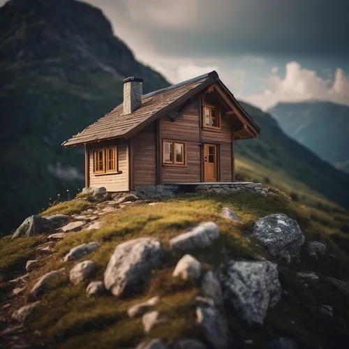 mountain hut,miniature house,small cabin,house in mountains,alpine hut,small house,lonely house,the cabin in the mountains,little house,house in the mountains,mountain huts,wooden hut,wooden house,log cabin,summer cottage,cabin,log home,home landscape,cottage,inverted cottage,Photography,General,Cinematic