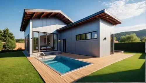 modern house,3d rendering,folding roof,pool house,homebuilding,wooden decking,modern architecture,cubic house,house shape,passivhaus,revit,prefab,render,wooden house,holiday villa,vivienda,electrohome,inverted cottage,lohaus,house roof