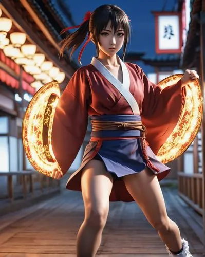 fighting anime character,japanese style,girl,an animation character is posing in the street,xiaoyu,eiko,shumeiko,kaga,kagura,meiko,Photography,General,Realistic