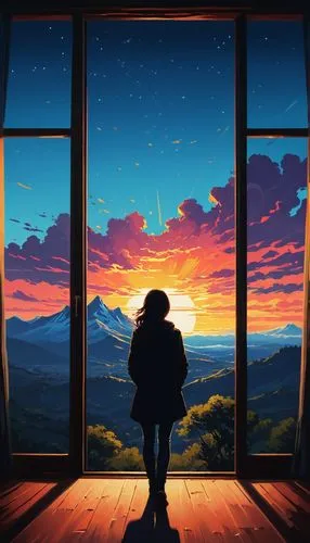 house silhouette,window to the world,the horizon,silhouette art,sunset,dusk background,overlook,mountain sunrise,art silhouette,windows,would a background,silhouette,skywatch,the window,man silhouette,window,daybreak,studio ghibli,dawn,horizon,Conceptual Art,Fantasy,Fantasy 32