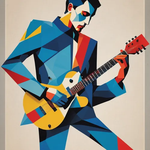 jazz guitarist,guitar player,wpap,vector graphic,vector illustration,cool pop art,musician,painted guitar,rockabilly,blues and jazz singer,guitarist,pop art style,elvis,vector art,adobe illustrator,rhythm blues,itinerant musician,freddie mercury,vector design,vector graphics,Art,Artistic Painting,Artistic Painting 43