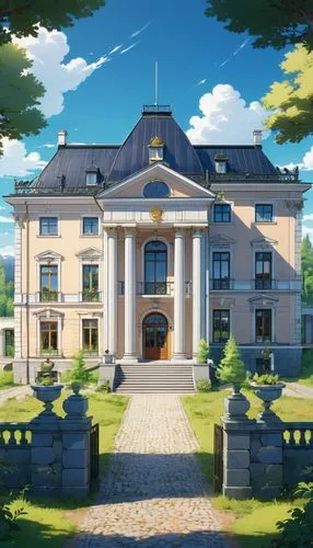 palladianism,ritzau,hohenheim,venaria,mansion,schleissheim palace,Illustration,Japanese style,Japanese Style 03