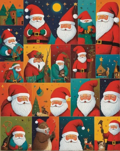 santas-and-his-accomplices-puzzle,christmas wrapping paper,gift wrapping paper,felt christmas icons,christmas stickers,santa clauses,christmas pattern,wrapping paper,advent calendar,christmas icons,kn