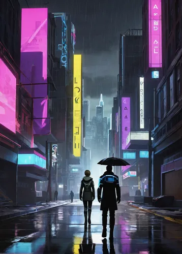 cyberpunk,shinjuku,tokyo,tokyo city,kowloon,hong kong,walking in the rain,taipei,neon arrows,chinatown,shanghai,hk,dystopian,shibuya,sci fiction illustration,futuristic,tokyo ¡¡,would a background,world digital painting,travelers,Art,Artistic Painting,Artistic Painting 44