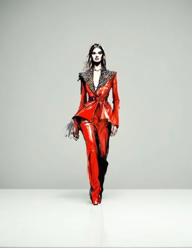 fashion design,fashion illustration,silk red,flamenco,matador,fashion vector,harlequin,costume design,suit of the snow maiden,red coat,lady in red,runway,man in red dress,silk,tisci,red cape,cruella de ville,the fur red,red milan,red gown