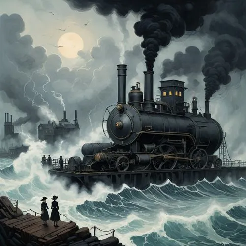 She came to him toward morning.

She entered very carefully, moving silently, floating through the chamber like a phantom in the storm, thunders strikes when splashing the giant waves,steam locomotive