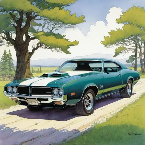 muscle car cartoon,oldsmobile 442,pontiac gto,pontiac trans-am 1970,pontiac,pontiac firebird,pontiac grand prix,muscle car,gto,pontiac tempest,plymouth barracuda,pontiac 2+2,camaro,ford torino,yenko camaro,chevrolet camaro,american muscle cars,illustration of a car,dodge super bee,mercury cyclone,Illustration,Realistic Fantasy,Realistic Fantasy 04