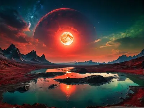 fire planet,alien planet,alien world,planet alien sky,nibiru,red planet,exoplanet,gallifrey,solar eruption,planetary,red sun,planet eart,planet,gliese,little planet,fantasy picture,earthlike,photo manipulation,extrasolar,volcanic,Photography,General,Fantasy